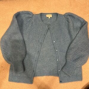 Sezane Blue Textured Cardigan